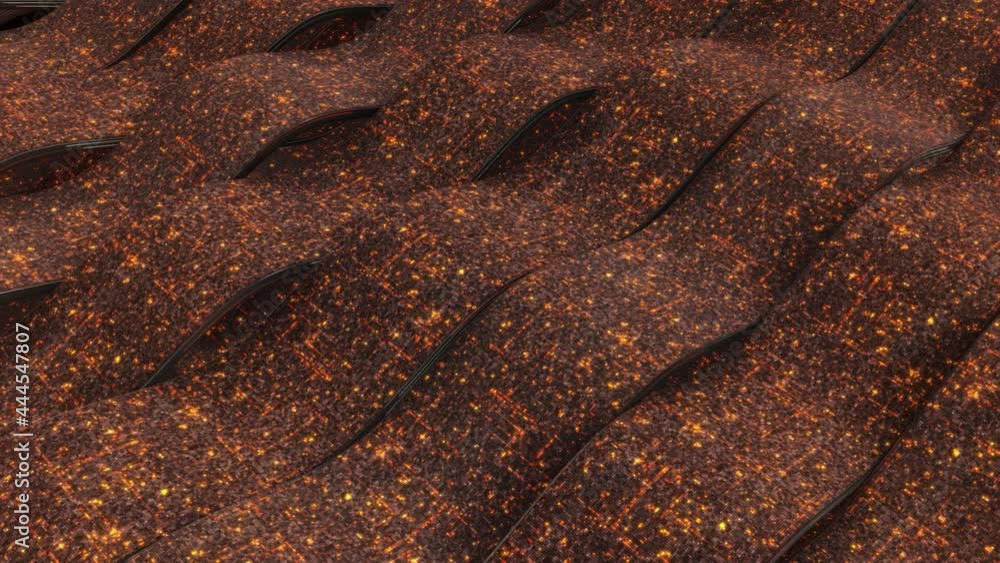 Poster abstract motion streak of line ribbons with shining lights, energy waves and particles. animation. w
