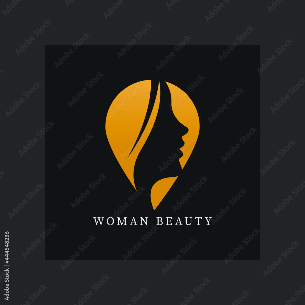 Wall mural illustration of fire flames with woman face and woman beauty logo design for busiess