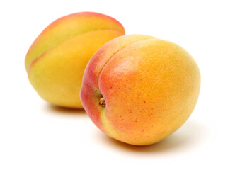 Fresh apricot fruits isolated on white background