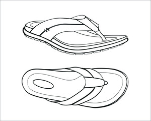 Flip flops shoes, sketch of shoes, icon isolated sign symbol vector illustration.