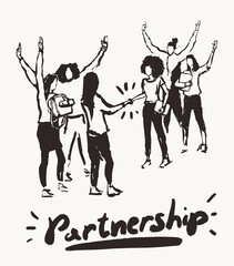 Women partnership business meeting big team vector