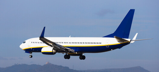 passenger plane lands at airport