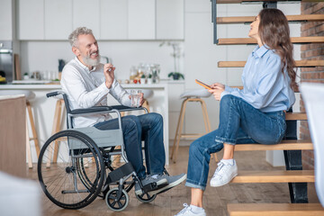 Fototapeta premium A couple at home talking and spending time together