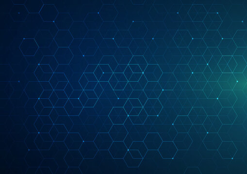 Digital technology background. Abstract hexagons background with lines and dots. Design for science, medicine or technology