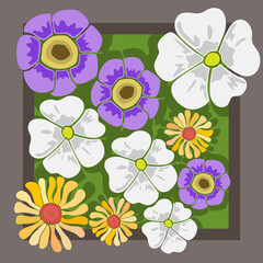 Wallpaper with a picture of flowers on top.