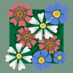 Wallpaper with a picture of flowers on top.