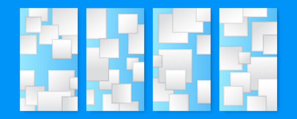 Modern blue and white square contrast abstract presentation background. Story social media template for presentation design, banner, brochure, and business card