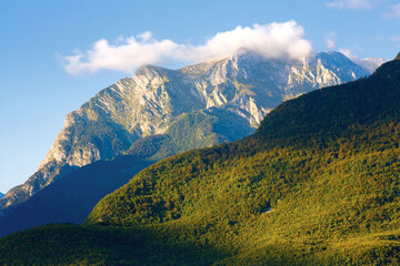White cloud above mountain