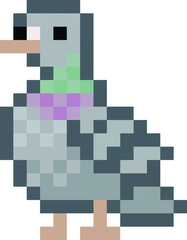 Cute pixel pigeon - vector, isolated