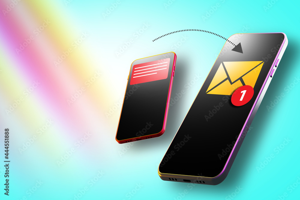 Poster sms on smartphone. instant messaging. e-mail on smartphone. exchange messages using mobile phone. co