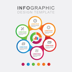 Infographic six icons business plan - obrazy, fototapety, plakaty