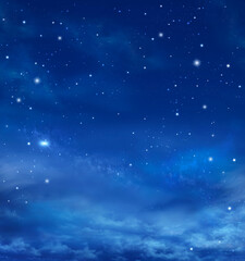 Night sky with stars, beautiful blue background