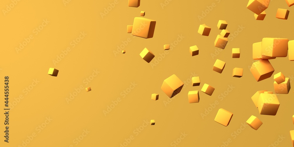 Poster 3d design of different size of cubes