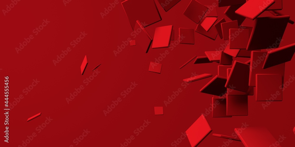 Poster 3d render of different size of square shapes