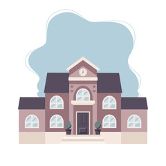 Fototapeta na wymiar School building. Back to school concept, cute colorful vector illustration in flat style