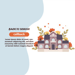 Obraz premium School building. Back to school concept, cute colorful vector illustration in flat style