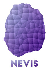 Low poly illustration of the island Nevis. Purple geometric design. Polygonal vector illustration.