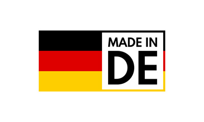 made in germany, vector emblem with german flag