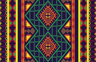 colorful Geometric oriental tribal ethnic pattern traditional background Design for carpet,wallpaper,clothing,wrapping,batik,fabric,Vector illustration embroidery style.