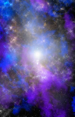 Space background with stardust and shining stars. Realistic cosmos and color nebula. Colorful galaxy. 3d illustration
