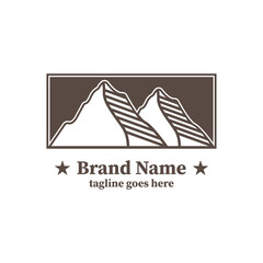 minimalist mountain logo, simple mountain logo in vintage style, mountain logo line style for logo brands and companies