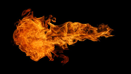 Fire and burning flame isolated on dark background for graphic design