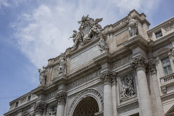 Trevi Fountain (1762) - most famous and arguably the most beautiful fountain in all of Rome. Impressive monument dominates the small Trevi Square. Rome, Italy.