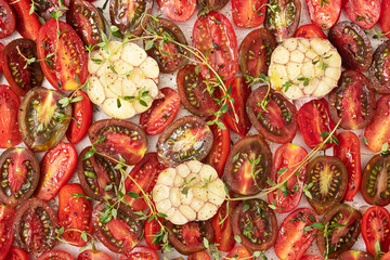 Sun dried tomatoes with olive oil and herbs