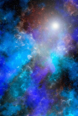 Naklejka premium Space background with stardust and shining stars. Realistic cosmos and color nebula. Colorful galaxy. 3d illustration 