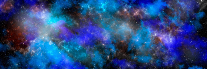 Space background with stardust and shining stars. Realistic cosmos and color nebula. Colorful galaxy. 3d illustration

