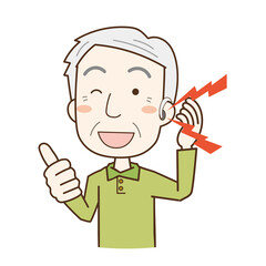 補聴器を使って聞き取りやすい高齢男性