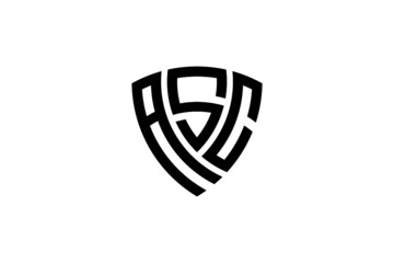 ASC creative letter shield logo design vector icon illustration