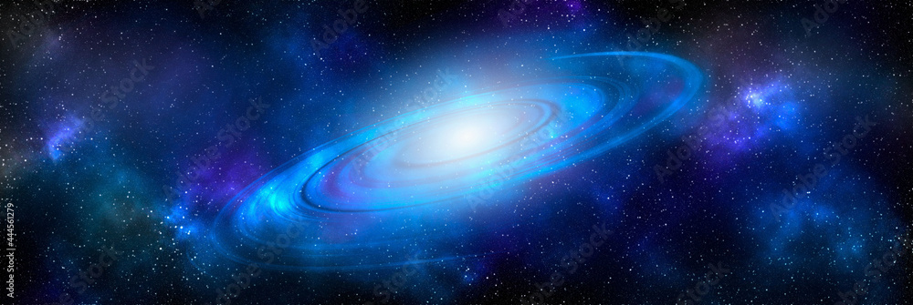 Wall mural galaxy in space. cosmic cluster of stars. outer space background. 3d illustration