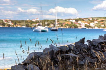 Fototapeta na wymiar Sailing near island Solta, Croatia, Europe
