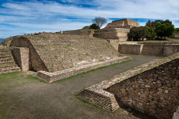 View of the ballgame court at the Monte Alb&aacute;n pyramid complex in Oaxaca, Mexico