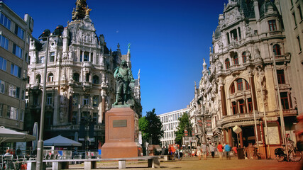 Statue of the famous painter David Teniers the Younger in Antwerp, Belgium