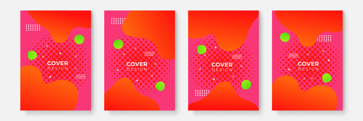 Red orang gradient flowing geometric pattern background texture for poster cover design. Minimal color abstract gradient banner template. Modern vector wave shape for business brochure