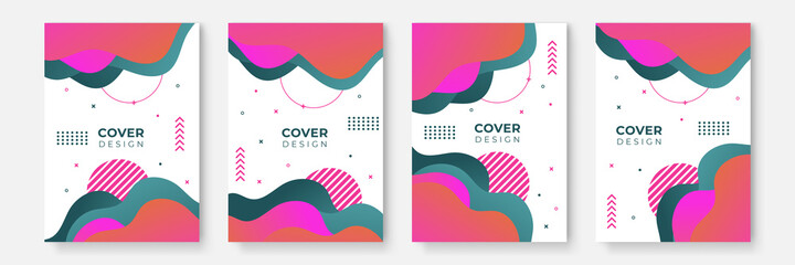 Gradient flowing geometric pattern background texture for poster cover design. Minimal color abstract gradient banner template. Modern vector wave shape for business brochure