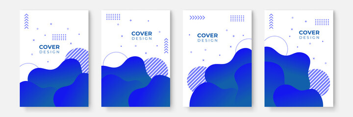 Blue gradient flowing geometric pattern background texture for poster cover design. Minimal color abstract gradient banner template. Modern vector wave shape for business brochure