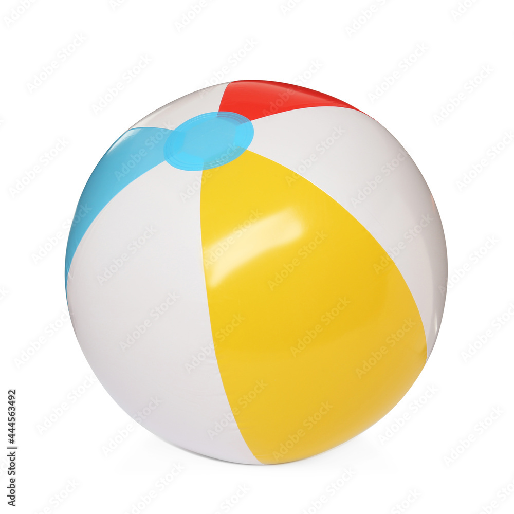 Wall mural inflatable colorful beach ball isolated on white