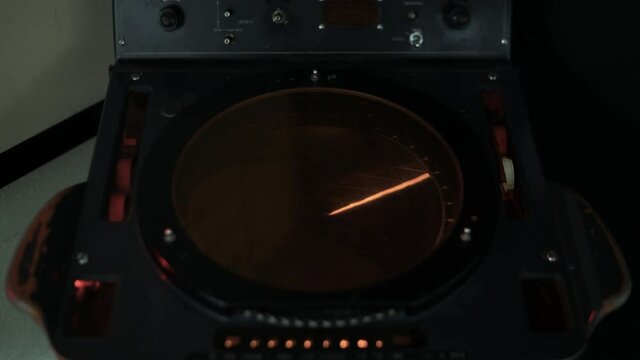 Close up of Cold War era nuclear missile detection radar display in a bunker