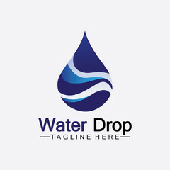 Abstract Blue water drop logo Vector illustration design template.