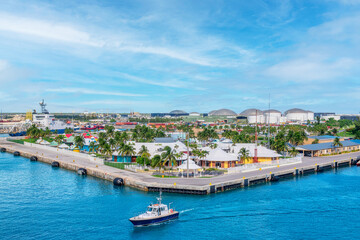 Fototapeta na wymiar Skyline of Freeport City in the Bahamas