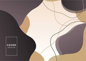 Modern brown beige pastel abstract background with Memphis style and geometric shapes. Abstract design cards perfect for prints, flyers, banners, invitations, special offer and more.
