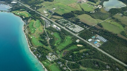 Aerial of Golf Course on Lake Michigan