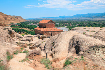 Uplistsikhe Cave City near Gori, Cave Town. Old Ancient Cave in Georgia.