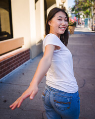 Togetherness, Young Asian Woman Reaching To Hold Hands