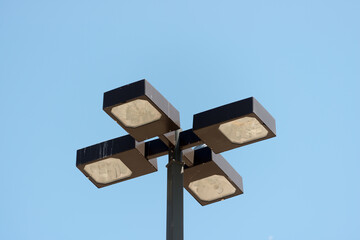 outdoor field lamps and blue sky