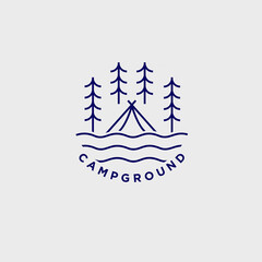 camp monoline logo, vector, lineart