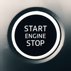 Close up of a car engine stop and start ignition button